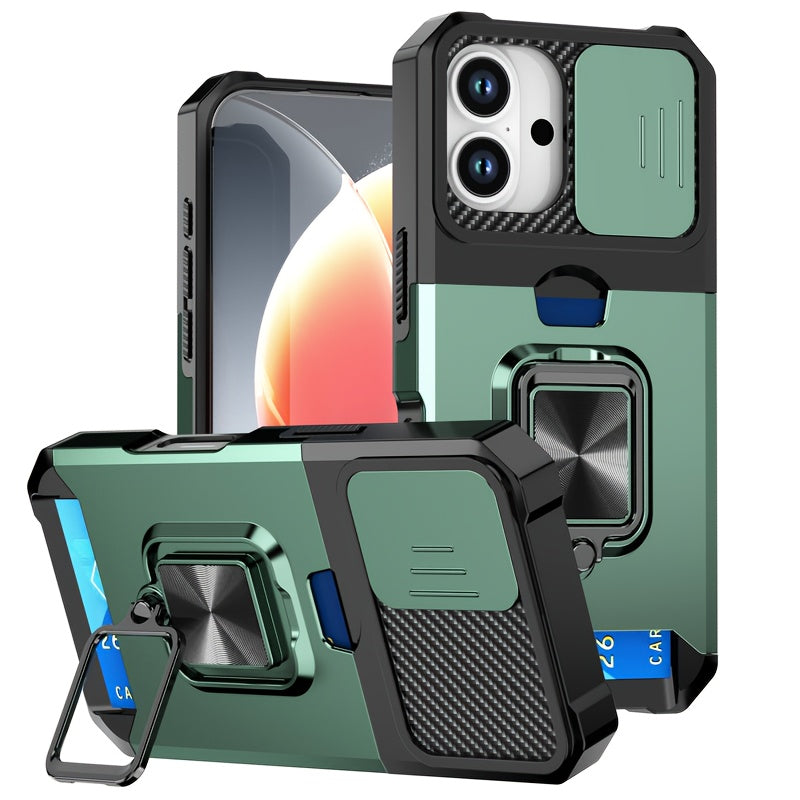 Heavy-Duty Shockproof Phone Case with a Metal Stand And Card Slot, Compatible with for iphone 17 Pro Max, 16 Pro Max, 15 Pro Max, And 14 Pro Max.