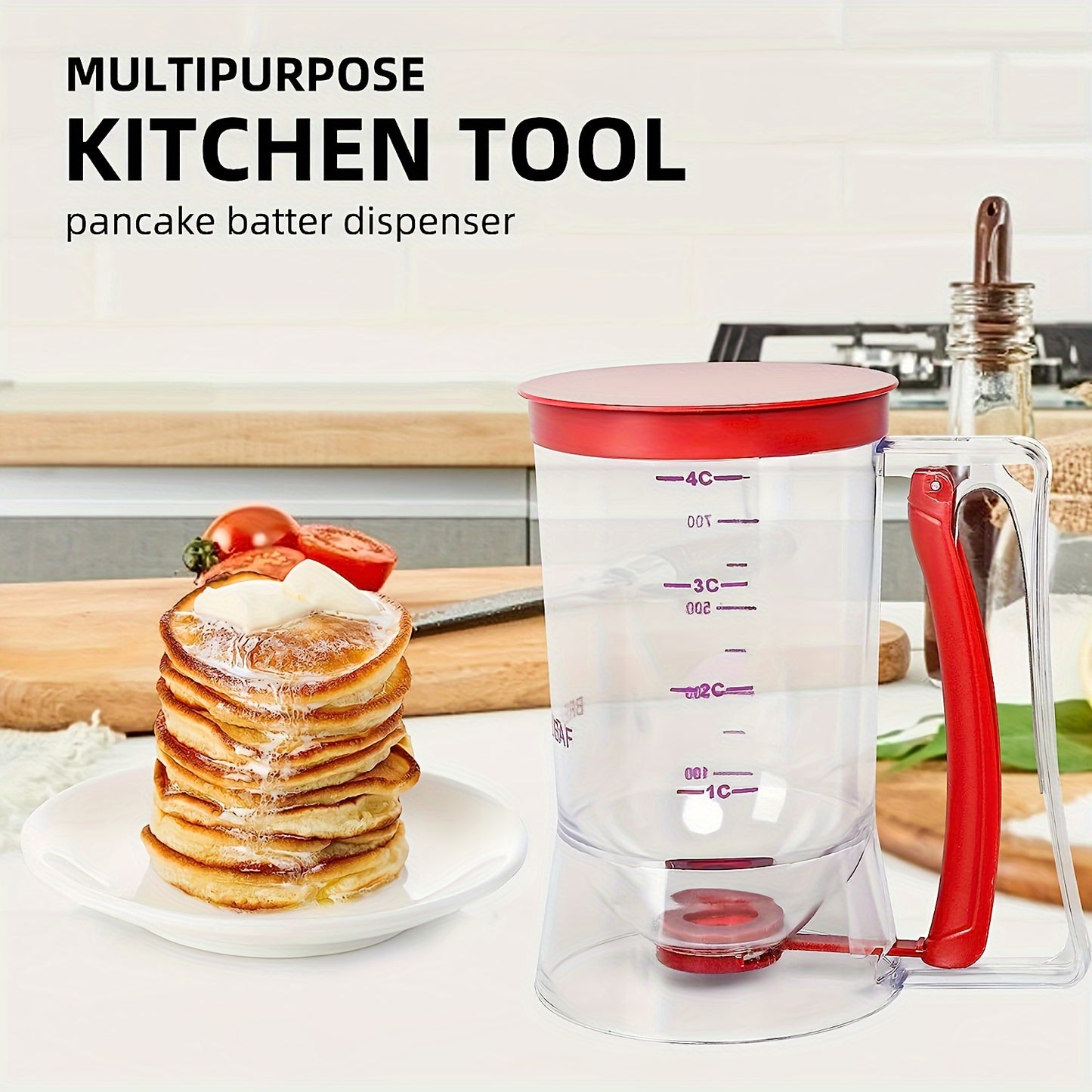 1pc Pancake Cupcake Batter Dispenser, Batter Separator Bakeware Maker with Measuring Label, Perfect Baking Tool for Cupcakes, Waffles, Muffin Mix, or Any Baked Goods