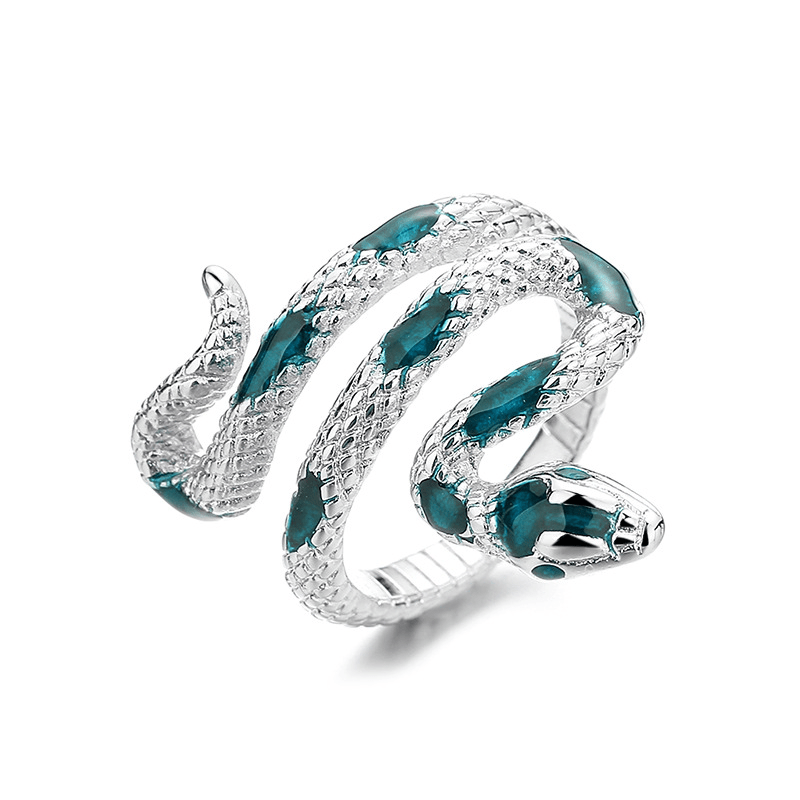 Exquisite Snake Personality Ring Silver Plated Jewelry For Women Hand Accessories