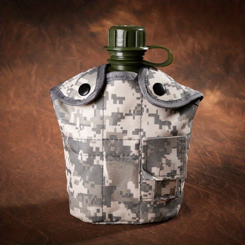 Multi-functional Camouflage Tactical Kettle with Thermal Insulation - Perfect for Camping, Hiking, and Travel - 304 Stainless Steel Liner and Oxford Cloth