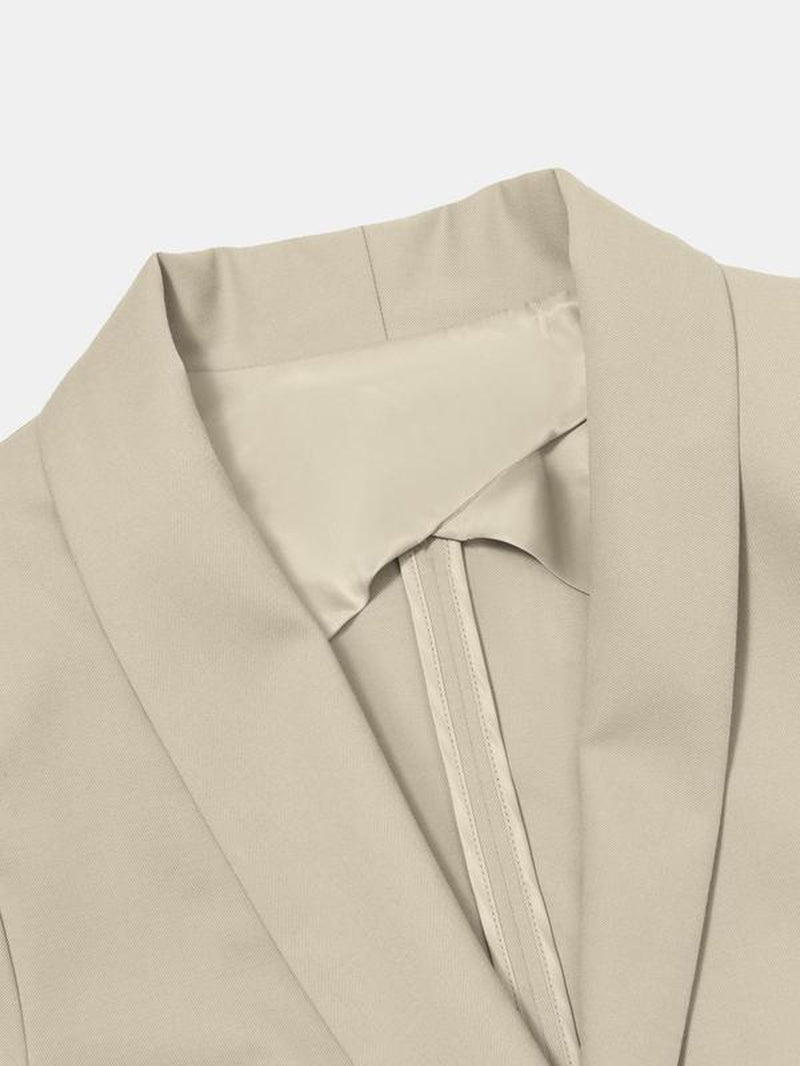 YOZY Women'S Solid Color Shawl Collar Blazer, Elegant Long Sleeve Button Outerwear for Spring & Fall, Ladies Clothes for Work Office Business