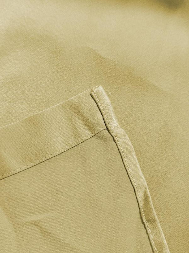 Women'S Solid Color Satin Blouse, Elegant Casual Long Sleeve Collared Top for Work Office Business, Ladies Fall & Winter Clothes