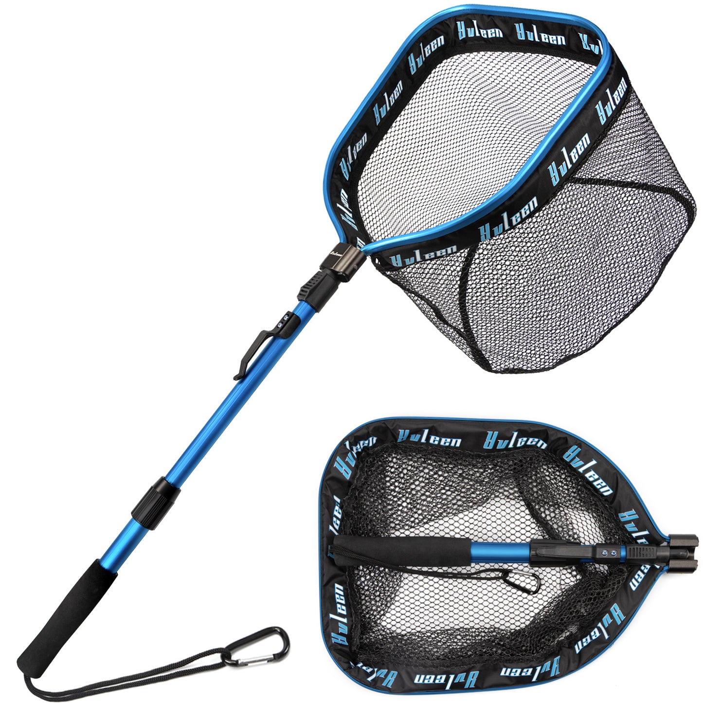 YVLEEN Floating Fishing Net for Steelhead, Salmon, Fly, Kayak, Catfish, Bass, Trout Fishing, Rubber Coated Landing Net for Easy Catch & Release, Compact & Foldable for Easy Transportation & Storage