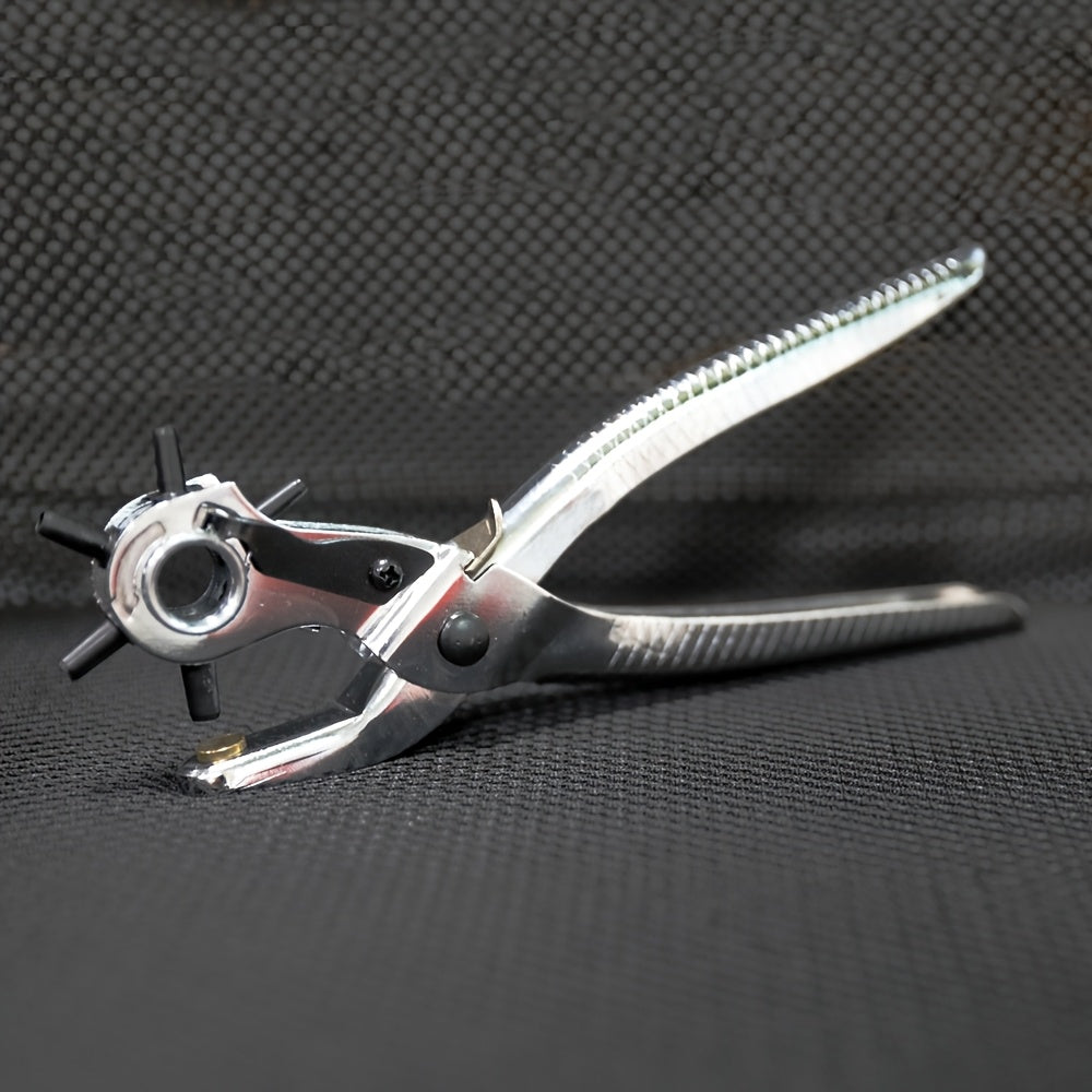Leather Hole Punch Tool for Belts, Watch Bands, Handbag Straps | Heavy Duty Rotary Puncher, Stainless Steel, Manual Operation, Multiple Diameters: 4.5/4/3.5/3/2.5/2mm