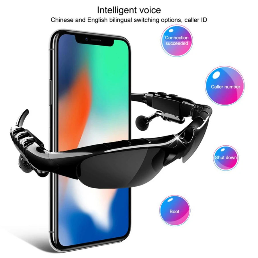 Sunglasses Earphone Wireless Headset with Mic Smart Glasses Earbuds Stereo Sport Sunglasses Headphone for Driving Cycling