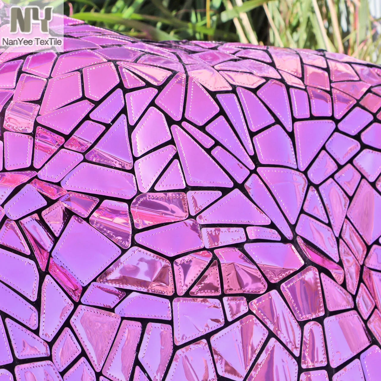 Wholesale Iridescent Extra Large Geometric Sequin Laser Cut Embroidery Fabric on Velvet