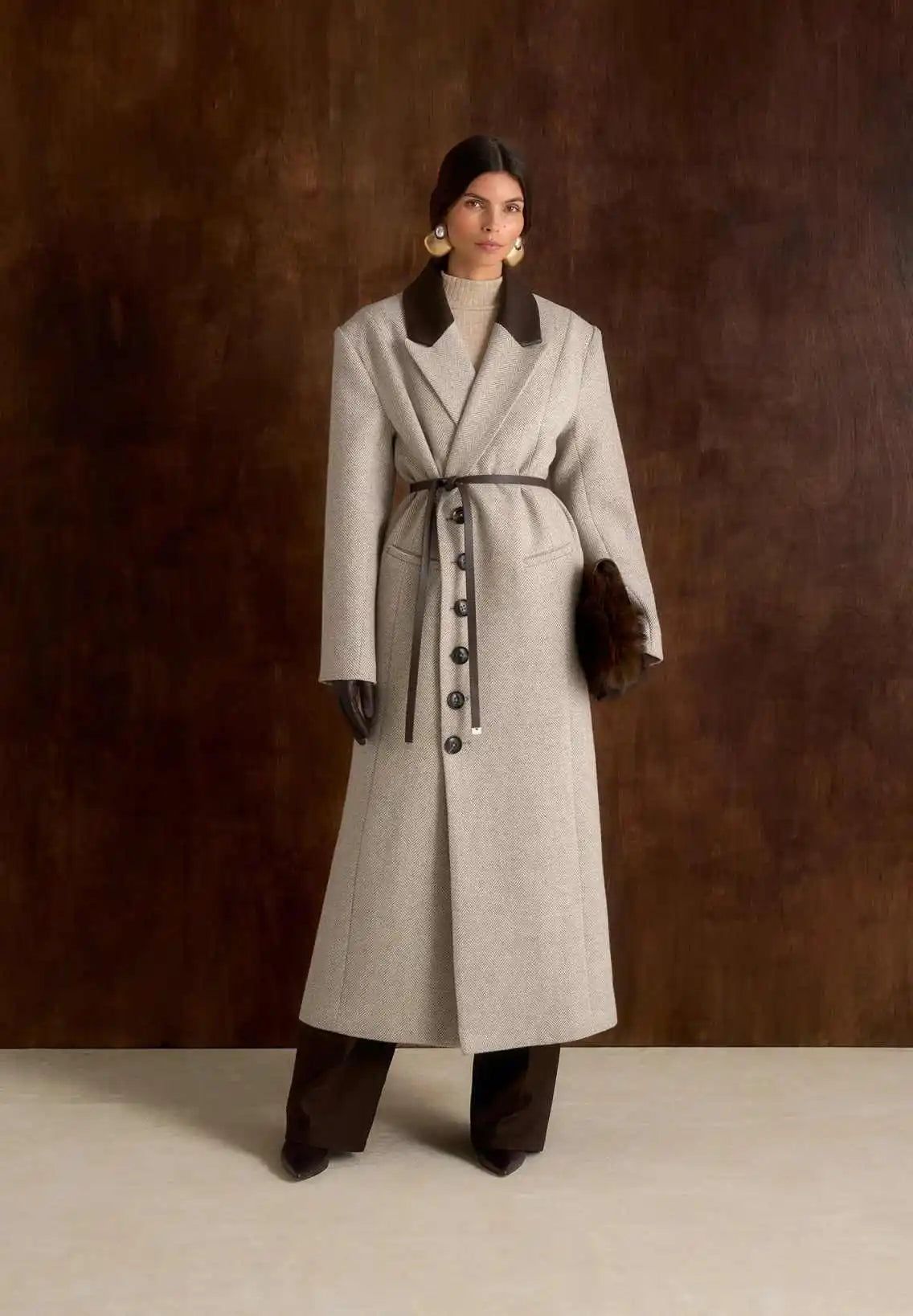 Fashion Women Overcoat Wool Blend Single Breasted Peaked Lapel Coat High Street Autumn Winter Warm Outerwear Customized