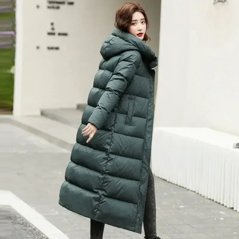 Thick Cotton Coats 2025 Winter Parka Black Jackets Women's Long Parkas Hooded Warm Winter Coats Female Black Overcoats