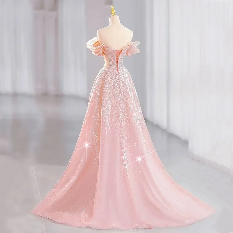 Women Evening Dress Evening Dress Stylish Wedding Dresses Pink Beads Elegant Womens Party Dresses for Formal Occasions Prom