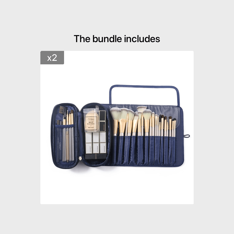 Large Capacity Makeup Brush Organizer Bag - Multi-Functional Korean Style Portable Cosmetic Pouch for Students
