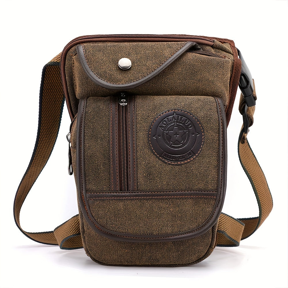 Lightweight High Quality Canvas Drop Leg Bag - Adjustable Tactical Military Waist Pack with Multi-Pocket Design for Outdoor Hiking, Cycling, Motorcycle, Travel - Men & Women, Outdoor Gear Accessory | Tactical Design | Metal E