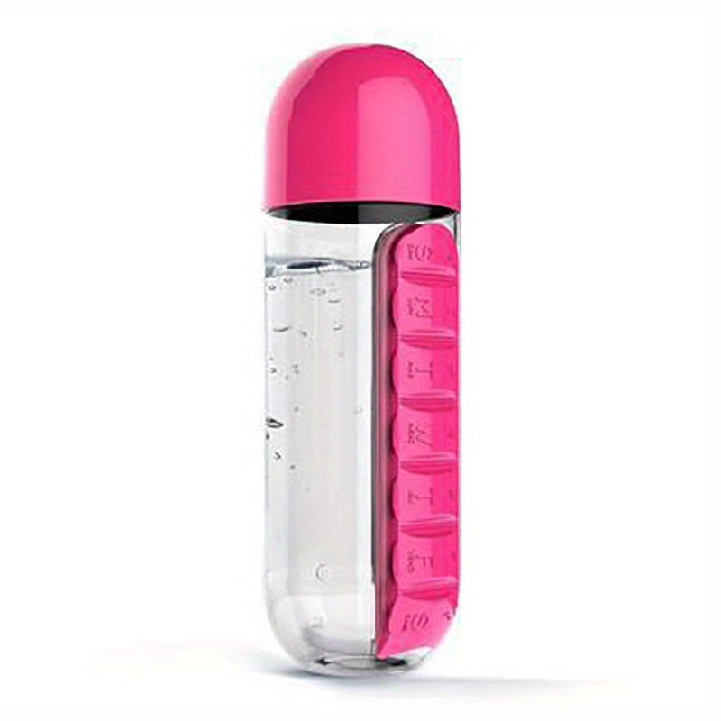 20oz Large Capacity Portable Water Bottle - Canteens with Built-in Pill Box, Leak-Proof, BPA-Free, Durable for Outdoor Camping, Travel, Hiking, and Fitness