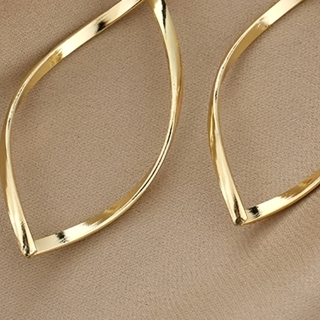Hollow Twisted Dangle Earrings Elegant Simple Style Alloy Plated Jewelry Exquisite Female Gift