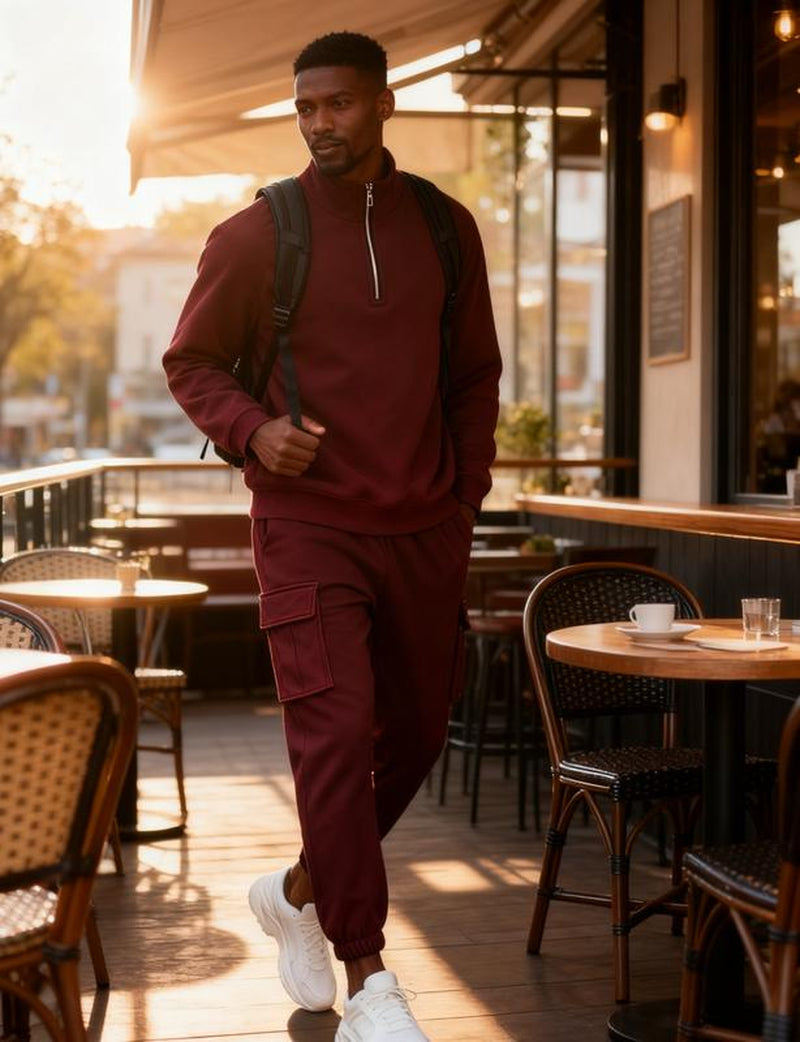 [Balck Friday&Cyber Monday]Kzz Men'S Casual Fleece Lined Zipper Work Pants Set, Thick Fabric Warm Long Trousers for Fall & Winter, New Arrival Us Style Classic Clothes Thanksgiving Outfits