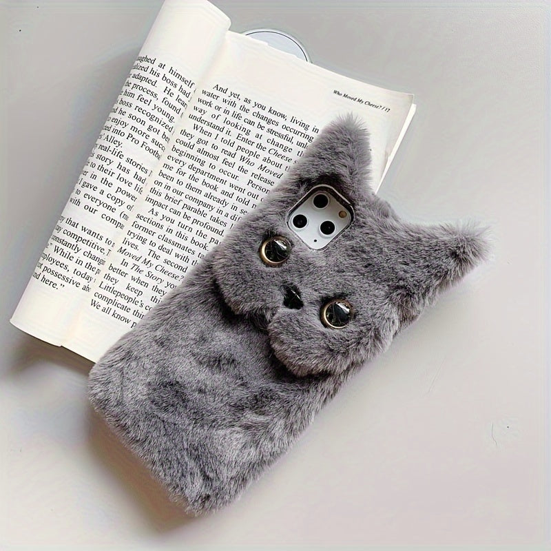 Winter Fashion Warm Cute Cat Plush Women's Phone Case Suitable For IPhone 15 Pro Max Phone Case