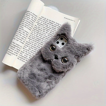 Winter Fashion Warm Cute Cat Plush Women's Phone Case Suitable For IPhone 15 Pro Max Phone Case