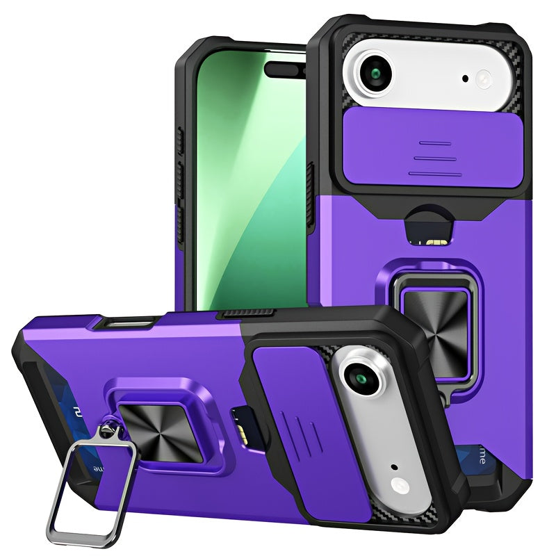 Heavy-Duty Shockproof Phone Case with a Metal Stand And Card Slot, Compatible with for iphone 17 Pro Max, 16 Pro Max, 15 Pro Max, And 14 Pro Max.