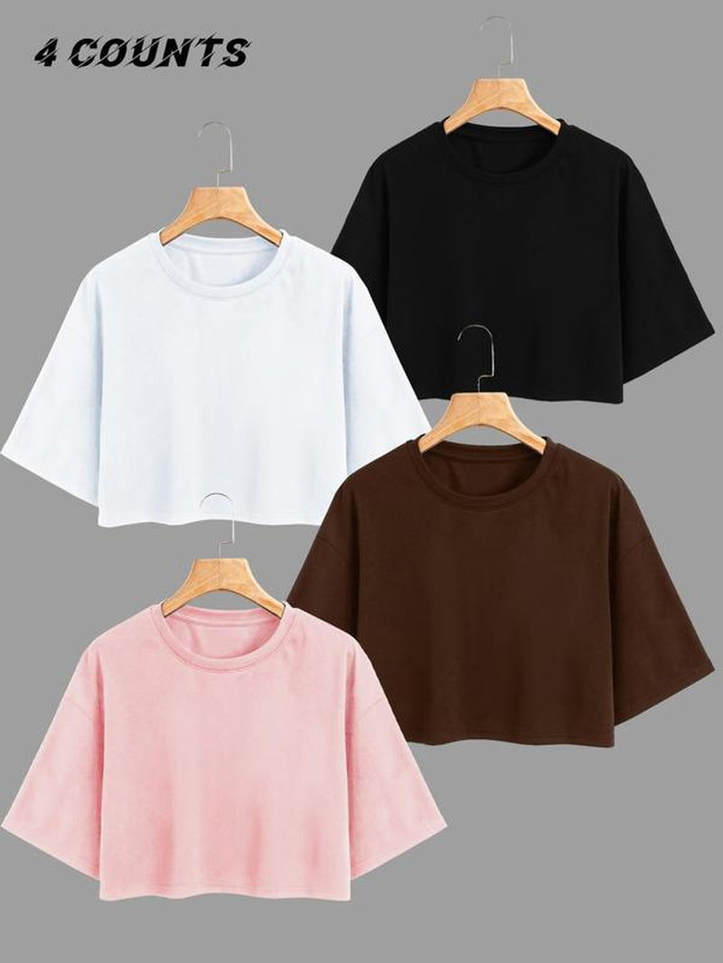 Women'S Letter Gym Work Print Drop Shoulder Short Tee, Casual Short Sleeve round Neck T-Shirt for Summer, Ladies Clothes for Daily Wear