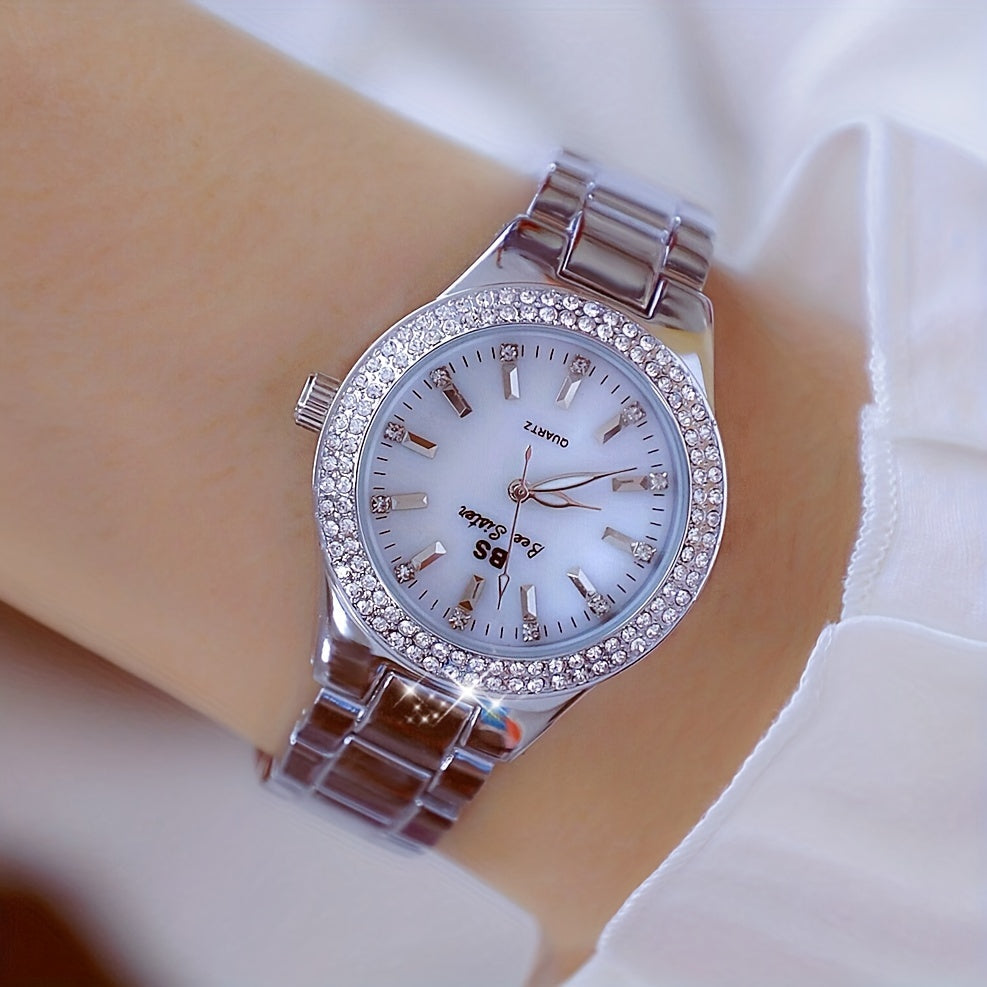 Rhinestone Decor Quartz Watch Casual Analog Party Dress Watch, Gift For Mother's Day Valentine's Day
