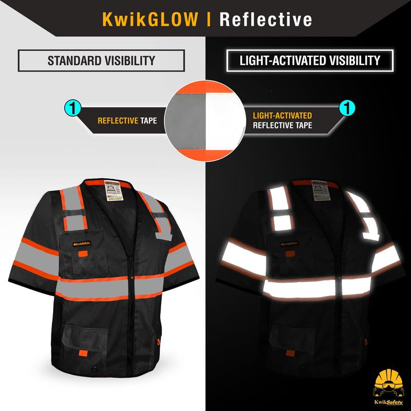 Kwiksafety UNDERBOSS Safety Vest (11 POCKETS) Premium ANSI Class Unrated Menswear Construction Industrial Work Gear - Model No.: KS3301UBS