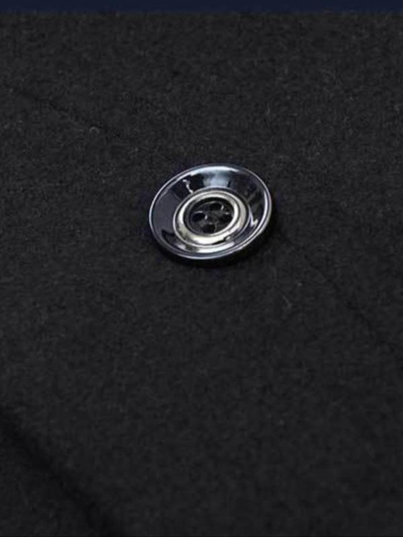 Men'S Solid Button Front Pocket Zipper Wool Coat, Regular Fit Long Sleeve Lapel Neckline Outerwear for Fall & Winter, Men'S Clothes for Business Work Daily Wear