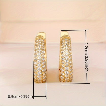 READKISS Elegant 18K Golden Plated Hoop Earrings with Micro Pave Synthetic Zirconia for Women – Sparkling Bridal & Fashion Jewelry for Weddings, Parties, and Casual Attire