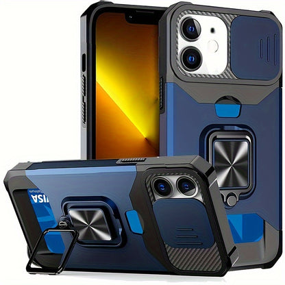 Heavy-Duty Shockproof Phone Case with a Metal Stand And Card Slot, Compatible with for iphone 17 Pro Max, 16 Pro Max, 15 Pro Max, And 14 Pro Max.