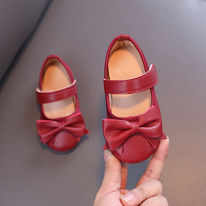 Girls Shoes Mary Jane Flats Soft Sole Non-slip Bow Decor Princess Shoes