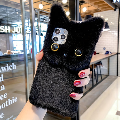Winter Fashion Warm Cute Cat Plush Women's Phone Case Suitable For IPhone 15 Pro Max Phone Case