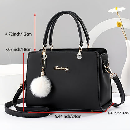 Elegant Lightweight Faux Leather Handbag - Women's Solid Color Shoulder Bag with Tassel Embellishment, Adjustable Strap, Zipper Closure, Polyester Lined, Edge Paint Detail - Available in Multiple Colors