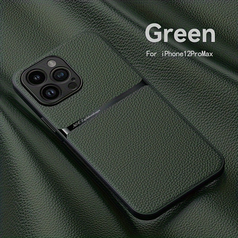 Litchi Pattern PU Leather Phone Case For Iphone15promax With Built-in Magnetic Suction 14 Promax Luxury Style 11 PU Leather 13 Promax Full Package Fall Protection Case
