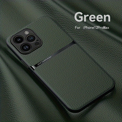 Litchi Pattern PU Leather Phone Case For Iphone15promax With Built-in Magnetic Suction 14 Promax Luxury Style 11 PU Leather 13 Promax Full Package Fall Protection Case