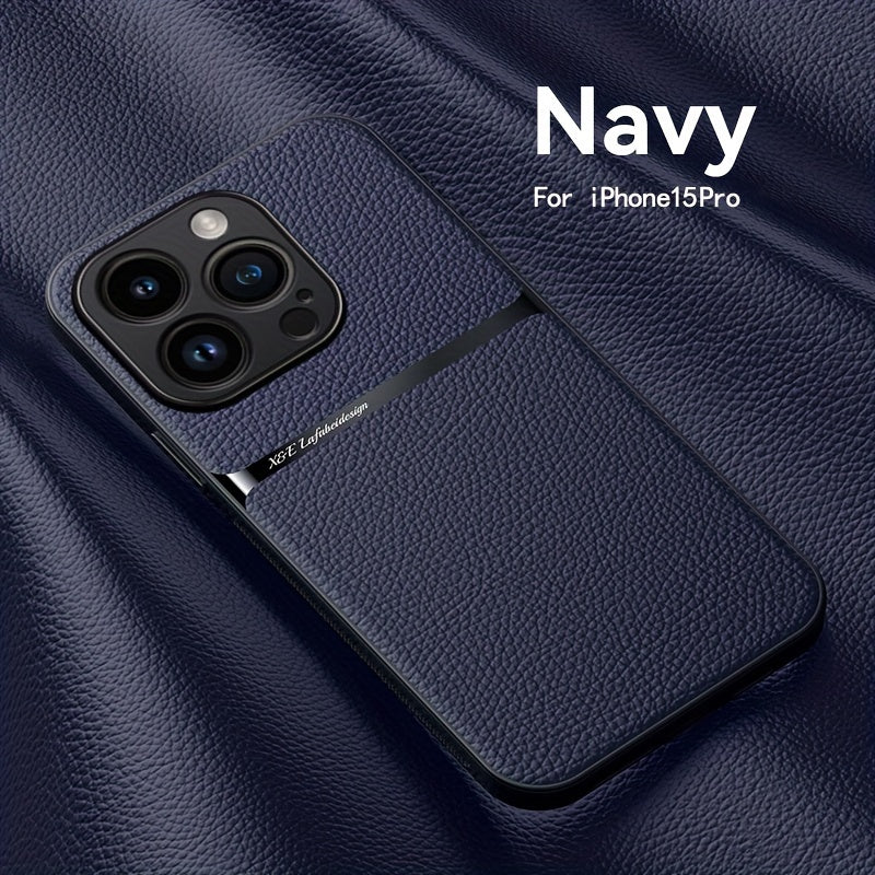 Litchi Pattern PU Leather Phone Case For Iphone15promax With Built-in Magnetic Suction 14 Promax Luxury Style 11 PU Leather 13 Promax Full Package Fall Protection Case