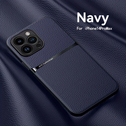 Litchi Pattern PU Leather Phone Case For Iphone15promax With Built-in Magnetic Suction 14 Promax Luxury Style 11 PU Leather 13 Promax Full Package Fall Protection Case