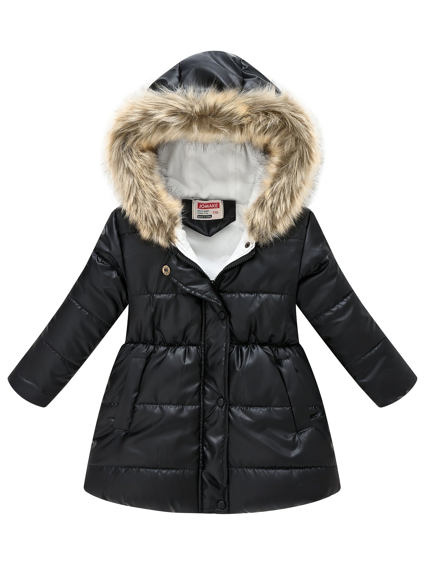 Children's Winter New Style Thickened Glossy Hooded Jacket for Boys and Girls, Mid-Length