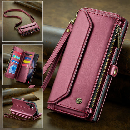 New Wallet Phone Case Wrist Shoulder Strap Lanyard Flip Magnetic Clasp Card Holder Kickstand Women Small Crossbody Handbag For Samsung Galaxy Note10+ 20 S24 S23 S22 S21 S20 S10 Plus Ultra FE Coin Purse A01 A04 A12 A13 A14 A22
