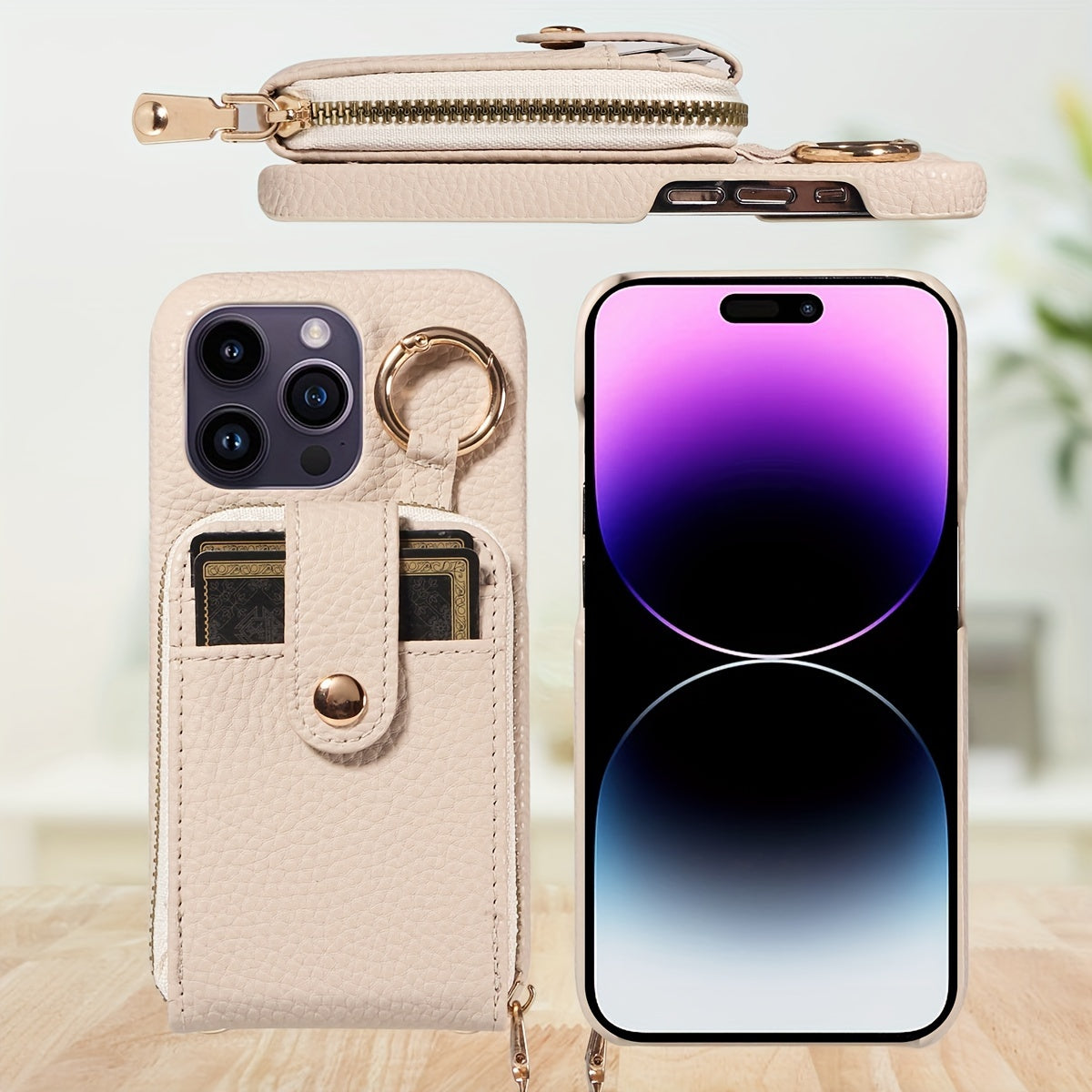 Phone Case Cover Anti-Fall Card Holder Crossbody Bag, For IPhone 15/15Plus/15Pro/15ProMax, IPhone 14/14Plus/14Pro/14ProMax, With Hook, With Long Lanyard Multifunctional Zipper Card Storage Leather Phone Case Cover