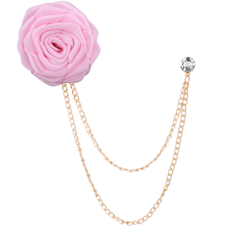 Men's Wedding Ceremony Groom Brooch - Handmade Rose Chain Brooch - For Grooms - Perfect for Wedding Occasions - Ideal Gift for Weddings & Anniversaries
