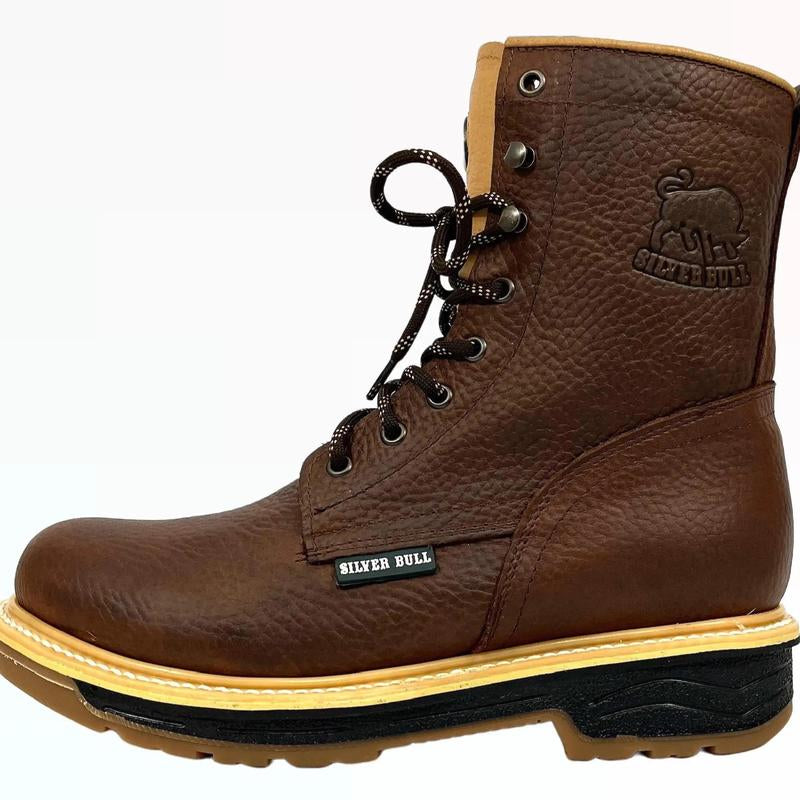 Industrial Moc Toe Work Boots, Oil Slip Resistant, 8-Inch, Good Year Welt Construction, Leather Footwear