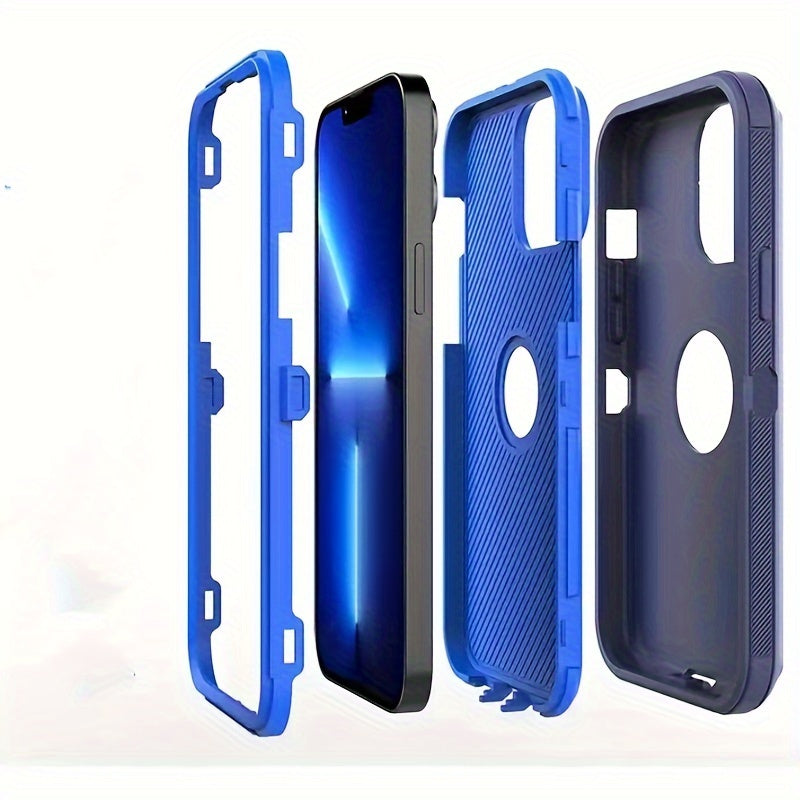 Heavy Duty Anti-Fall iPhone 12 13 14 15 Back Clip Mobile Phone Case for iPhone15promax iPhone14promax Three-in-One Holder