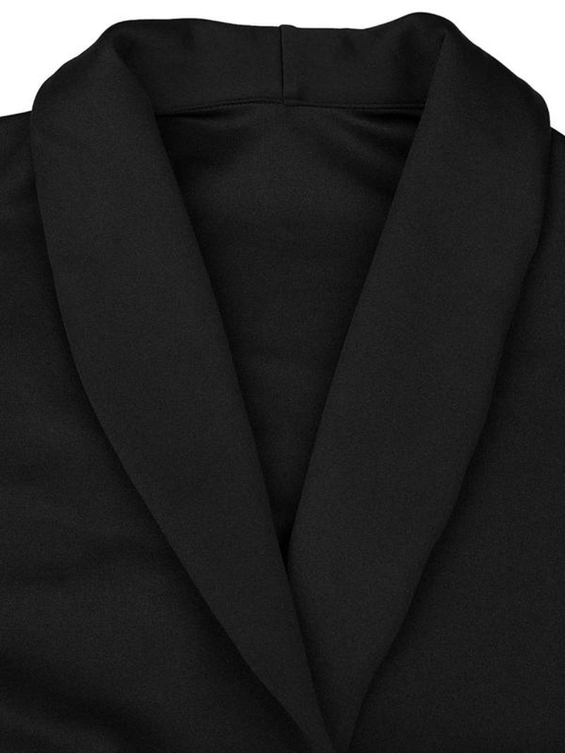 Women'S Solid Two-Piece Set, 2 Counts Tie Front Collared Outerwear & Pants Set, Elegant Fashion Casual Two-Piece Outfits for Work Office Business, Ladies Spring & Fall Clothes