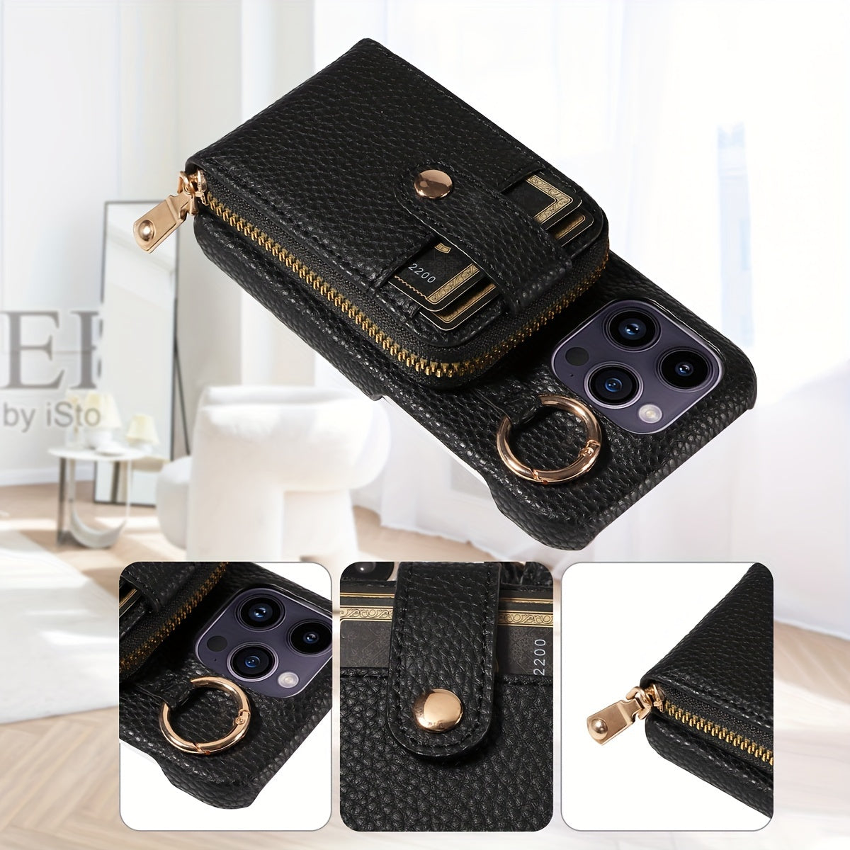 Phone Case Cover Anti-Fall Card Holder Crossbody Bag, For IPhone 15/15Plus/15Pro/15ProMax, IPhone 14/14Plus/14Pro/14ProMax, With Hook, With Long Lanyard Multifunctional Zipper Card Storage Leather Phone Case Cover