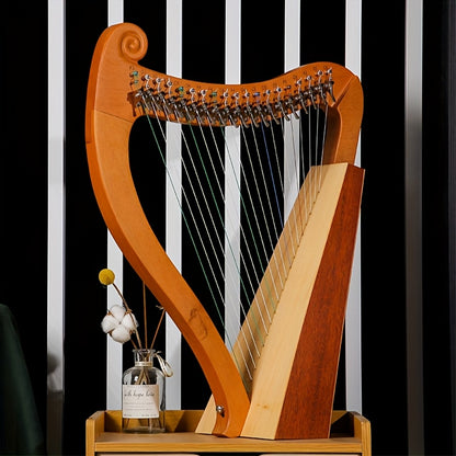 19 String 15 String Lyre Harp Mahogany Solid Wooden High Quality Portable Musical Instrument Stringed Instrument with Tuning Wrench Eid Al-Adha Mubarak