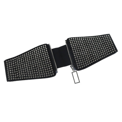 Wide Elastic Studded Belt Female Waist Gothic Plus Size Stretch Girdle Ladies Long Belts For Women Corset Waistband