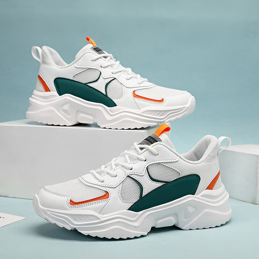 Men's Fashion Platform Sneakers - Casual Athletic Dad Shoes, Height-Increasing Breathable Mesh, Anti-Slip EVA Sole, Suitable for Running and Outdoor Activities, Thick-Soled Walking Shoes