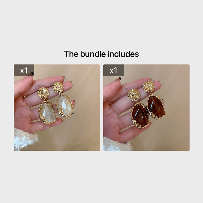 A pair of resin geometry earrings Fashion earrings Vintage irregular pendants temperament studs