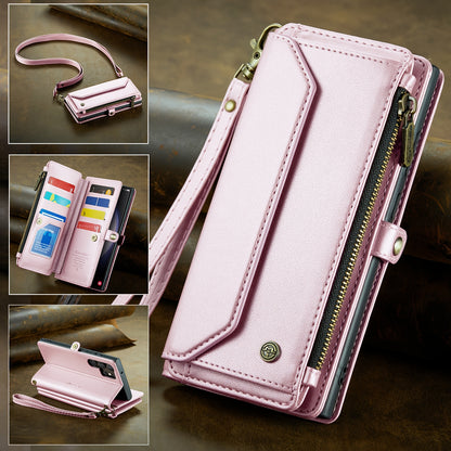 New Wallet Phone Case Wrist Shoulder Strap Lanyard Flip Magnetic Clasp Card Holder Kickstand Women Small Crossbody Handbag For Samsung Galaxy Note10+ 20 S24 S23 S22 S21 S20 S10 Plus Ultra FE Coin Purse A01 A04 A12 A13 A14 A22