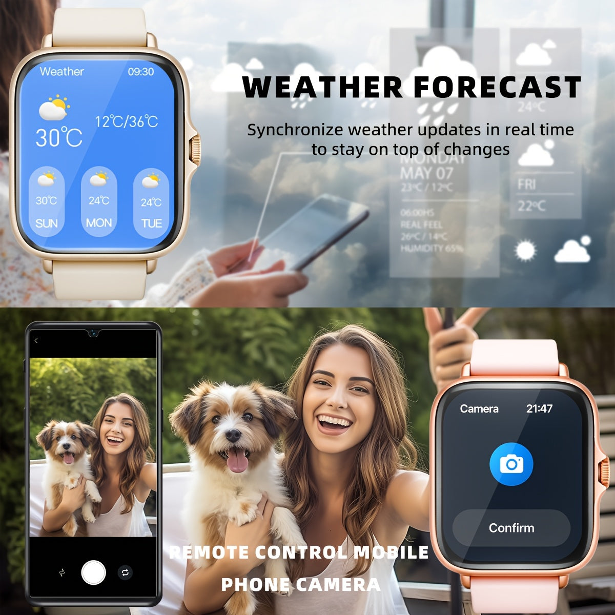 1.83'' Full Touch Screen Smart Watch |, Message Alerts, Call Answering, Sports Pedometer, Health Monitoring, Compatible with Iphone/Android, Alloy Body, Silicone Strap, DESERTCAT - Ideal Gift for And Birthdays