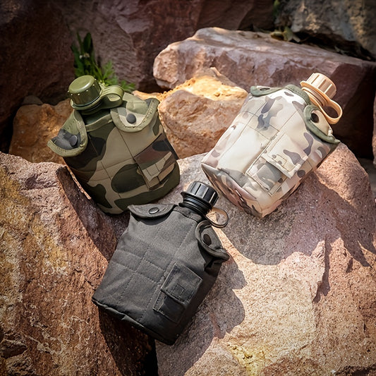 Multi-functional Camouflage Tactical Kettle with Thermal Insulation - Perfect for Camping, Hiking, and Travel - 304 Stainless Steel Liner and Oxford Cloth