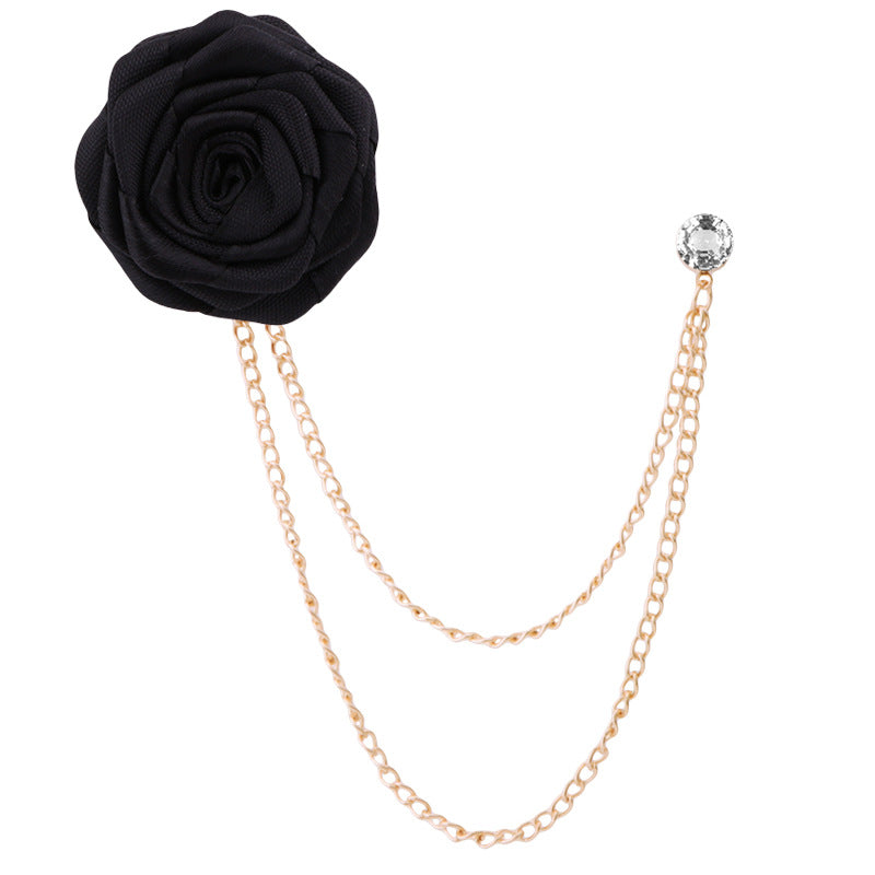 Men's Wedding Ceremony Groom Brooch - Handmade Rose Chain Brooch - For Grooms - Perfect for Wedding Occasions - Ideal Gift for Weddings & Anniversaries